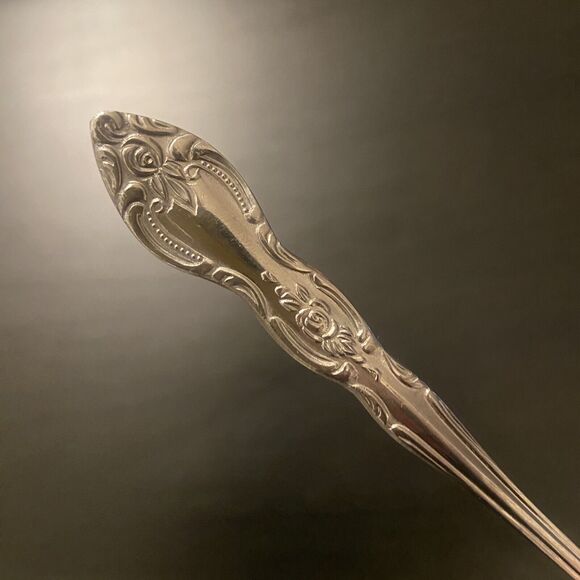 VTG LUSTREWARE Korea Stainless ROSE 7pc Flatware Fork Spoon Knife & Serving Fork - Picture 14 of 16